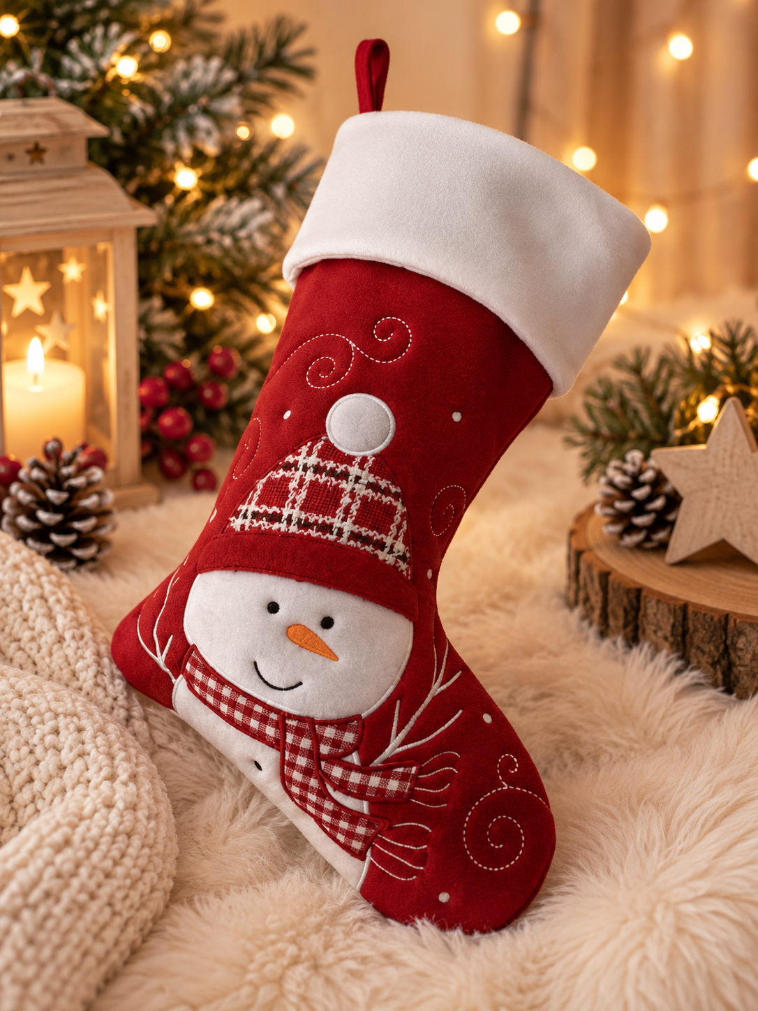 Chaussette de Noël bonhomme de neige