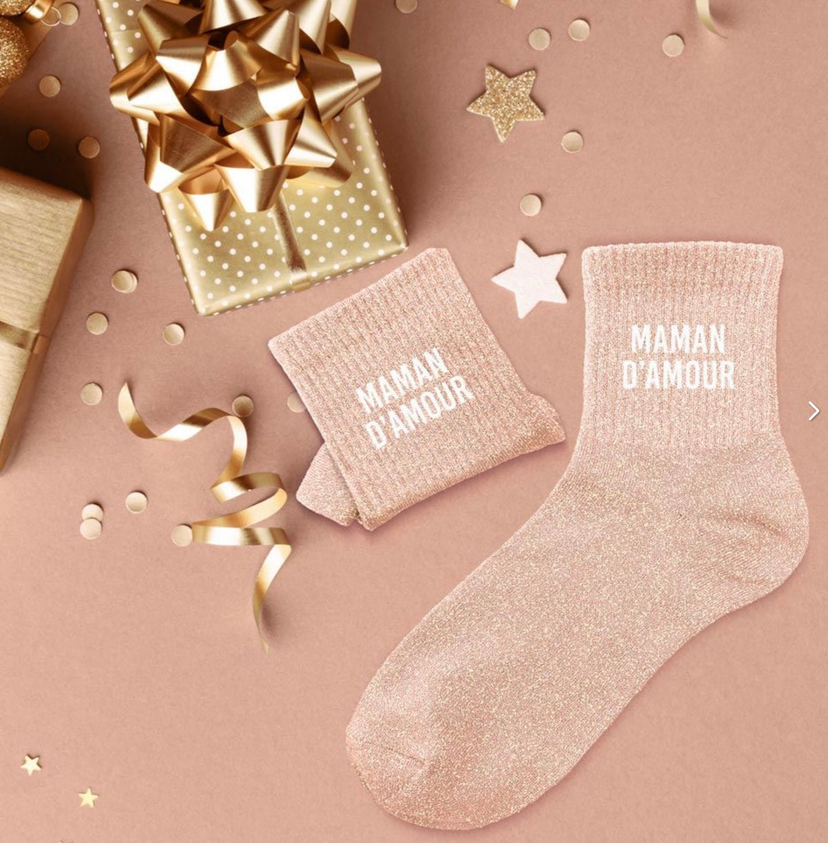 Chaussettes pailletées « Maman d’amour »