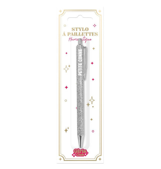 Stylo à paillettes « Petite conne »