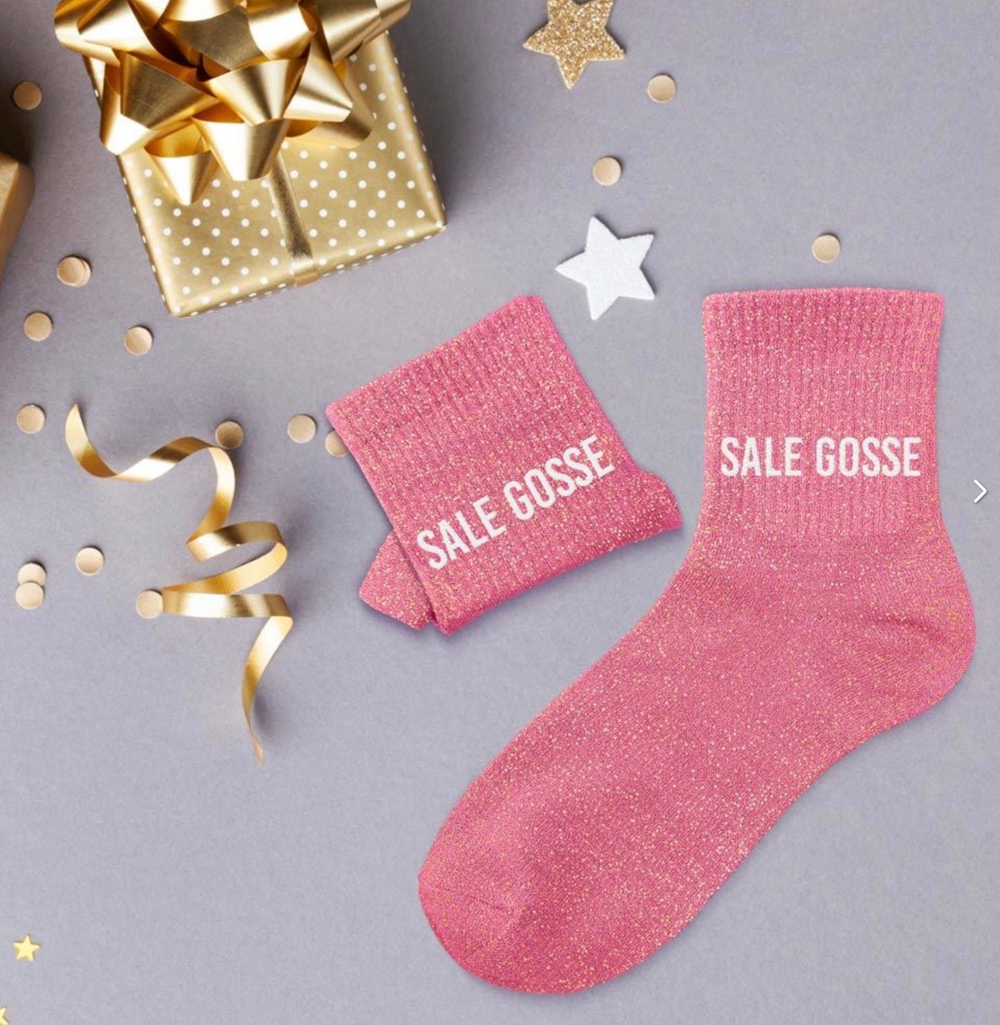 Chaussettes pailletées « Sale gosse »