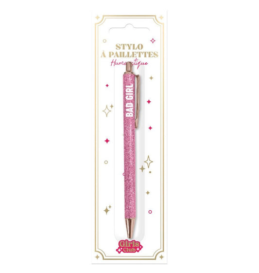 Stylo à paillettes « Bad girl »