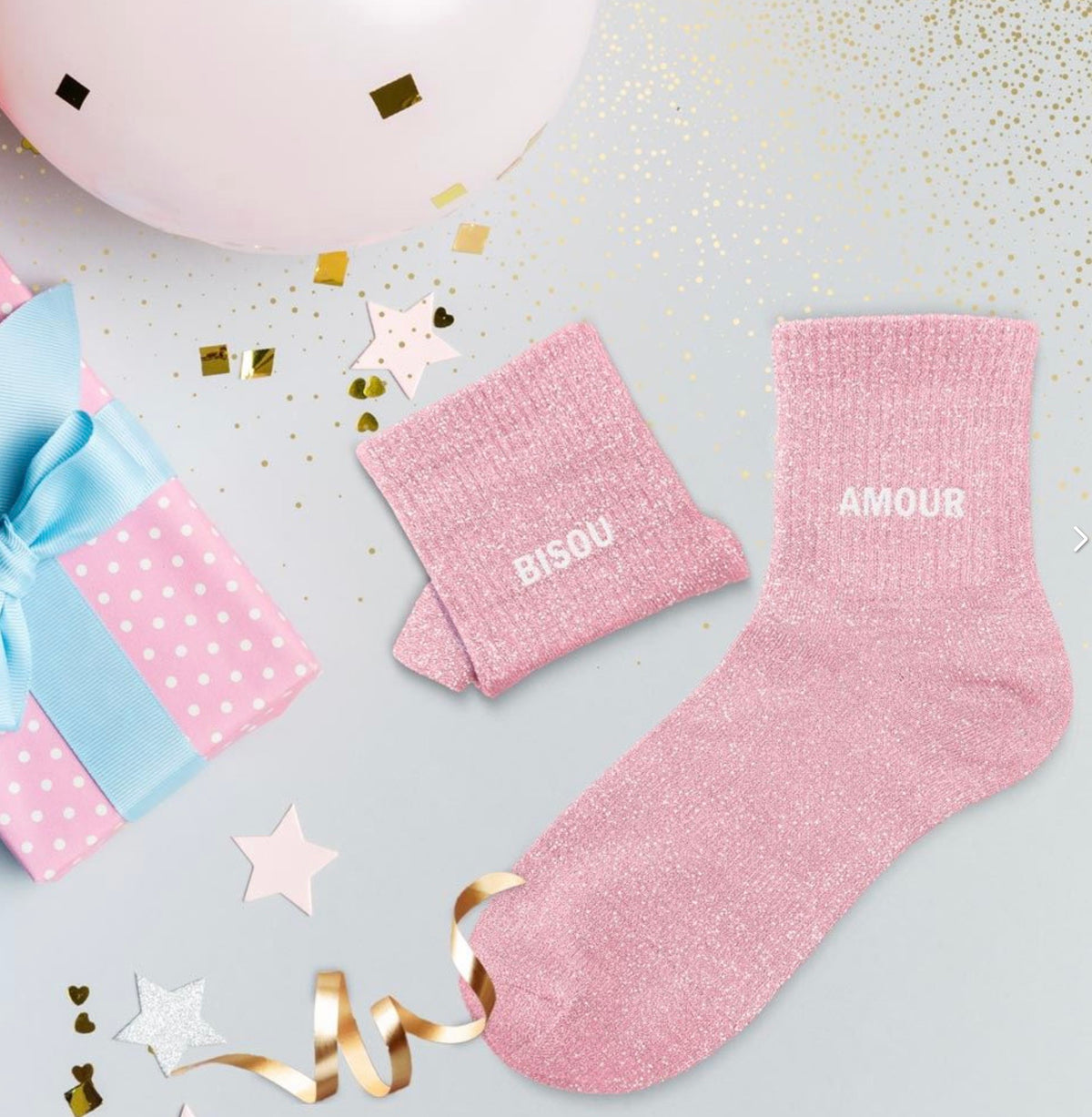 Chaussettes Pailletées « Bisou Amour »