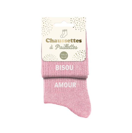 Chaussettes Pailletées « Bisou Amour »