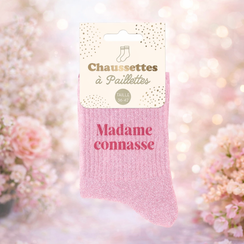 Chaussettes pailletées « Madame connasse »