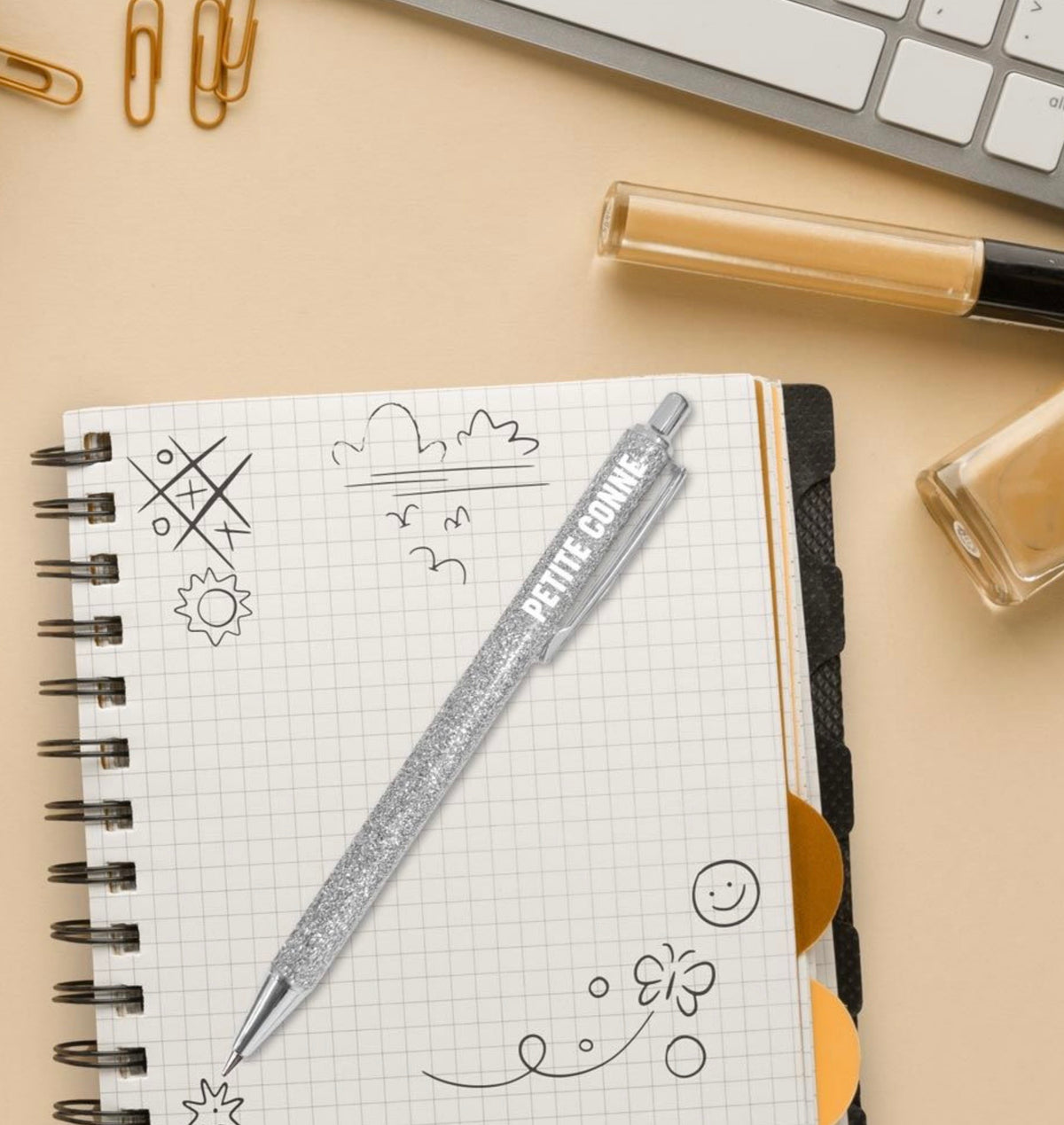 Stylo à paillettes « Petite conne »