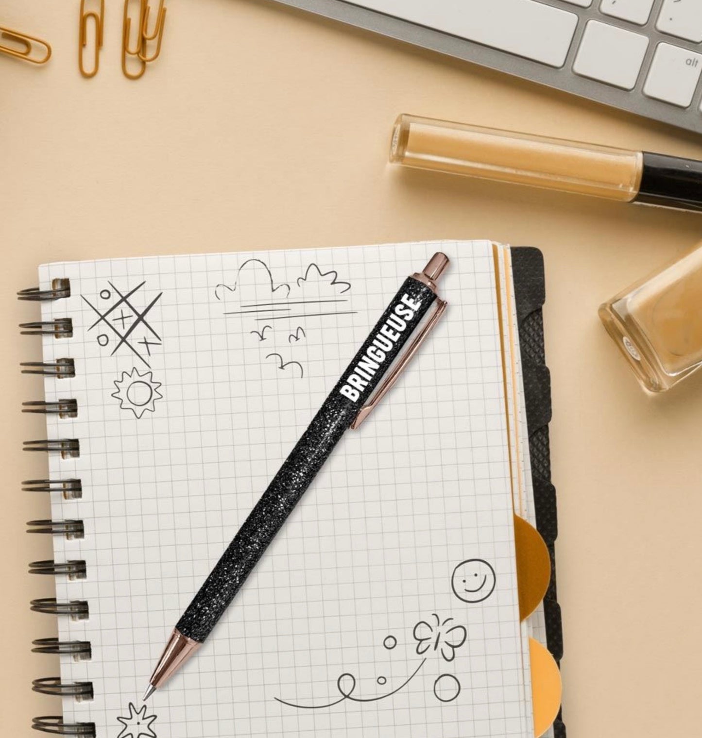 Stylo à paillettes « Bringueuse »