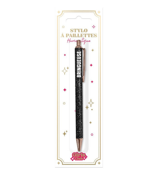 Stylo à paillettes « Bringueuse »
