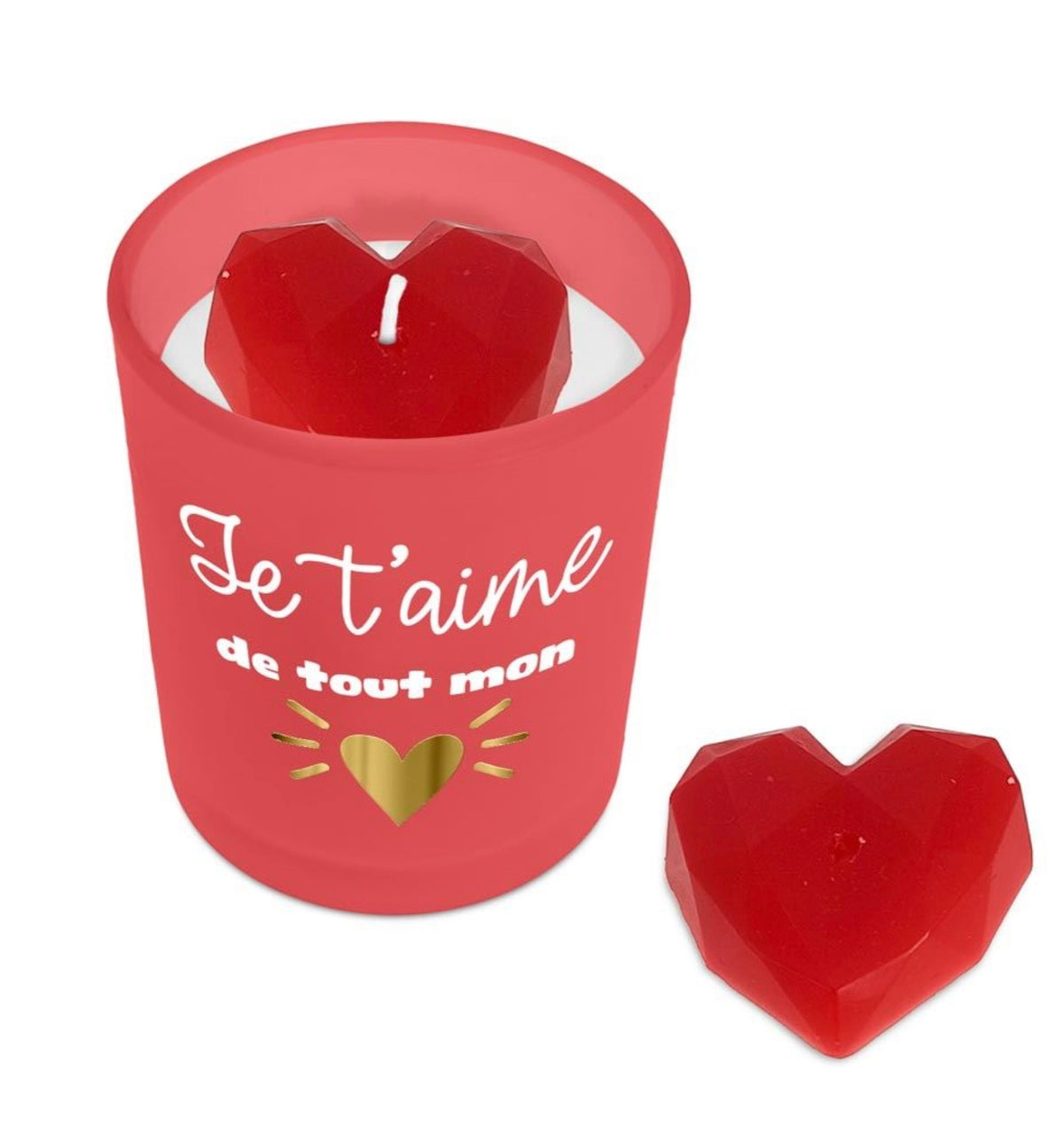 Bougie Affective rouge « Je t’aime de tout mon cœur »
