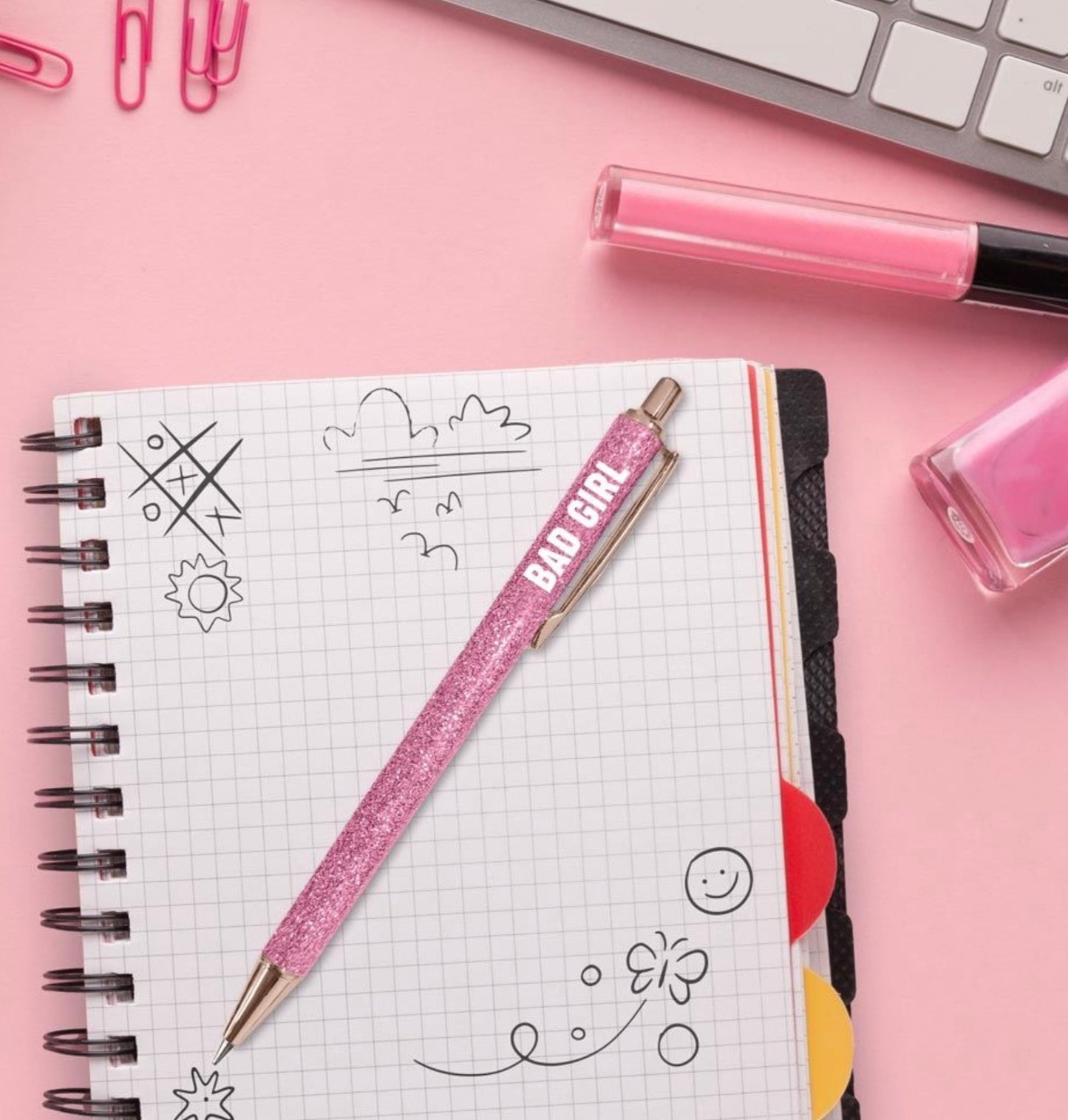 Stylo à paillettes « Bad girl »